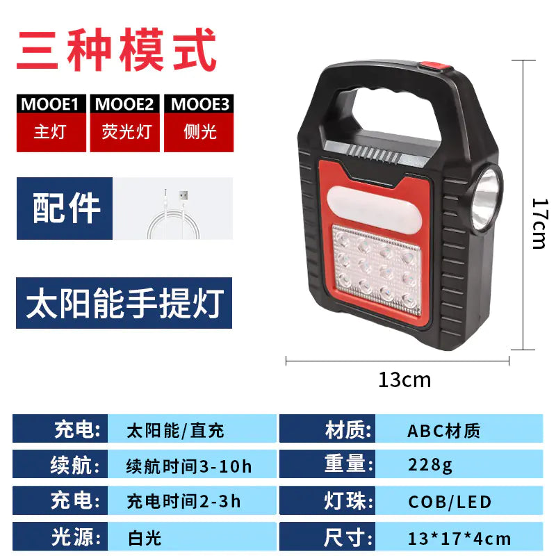 Portable Solar Camping Lantern with USB Charging